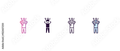anxious human gradient, line, filled, colored icon. editable vector from feelings concept. four different style anxious human icon isolated on white background