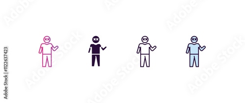 crappy human gradient, line, filled, colored icon. editable vector from feelings concept. four different style crappy human icon isolated on white background photo