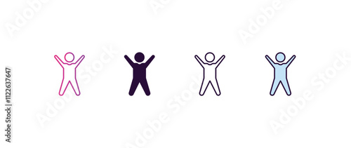 happy human gradient, line, filled, colored icon. editable vector from feelings concept. four different style happy human icon isolated on white background