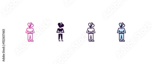 heartbroken human gradient, line, filled, colored icon. editable vector from feelings concept. four different style heartbroken human icon isolated on white background