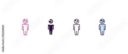 stupid human gradient, line, filled, colored icon. editable vector from feelings concept. four different style stupid human icon isolated on white background