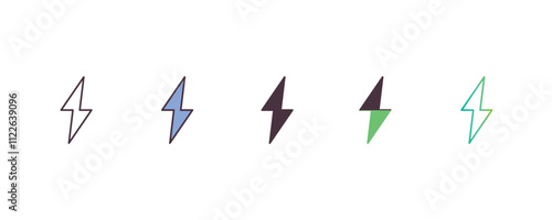 light bolt gradient, line, filled, colored icon. editable vector from weather concept. four different style light bolt icon isolated on white background