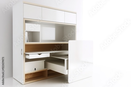 Wallpaper Mural Minimalist white and wood desk design with empty space Torontodigital.ca