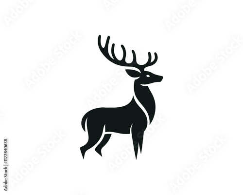 Deer logo design vector template. Deer icon symbol vector illustration. Deer silhouette logo black and white.