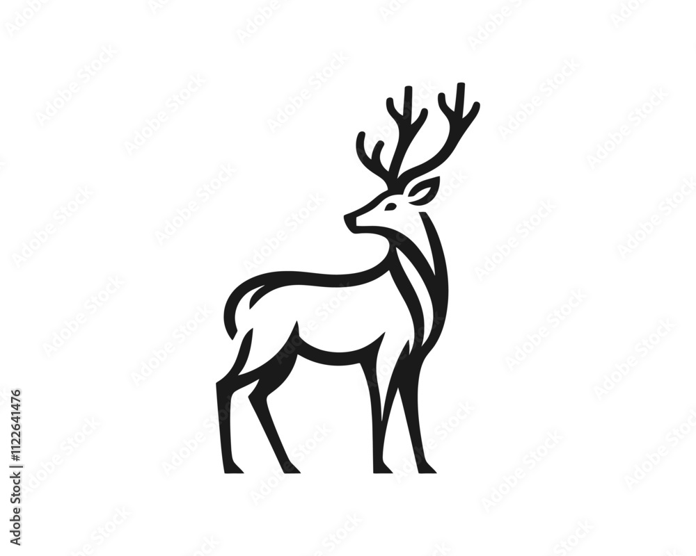 Deer logo design vector template. Deer icon symbol vector illustration. Deer silhouette logo black and white. Deer logo design vector template. Deer icon symbol vector illustration. Deer silhouette logo black and white.