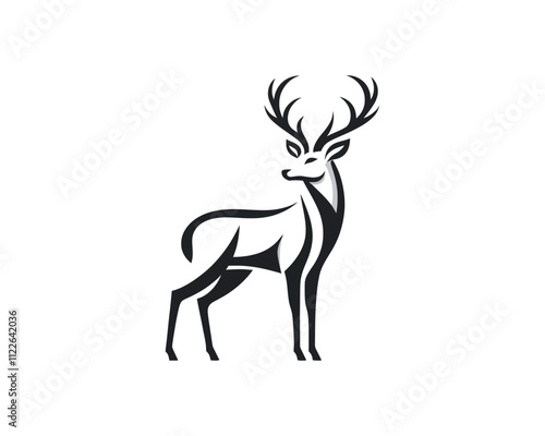 Deer logo design vector template. Deer icon symbol vector illustration. Deer silhouette logo black and white.