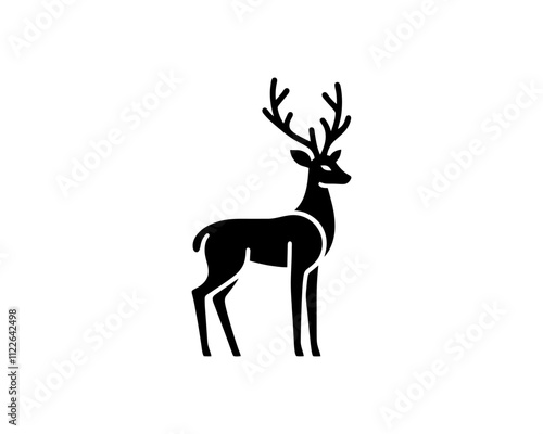 Deer logo design vector template. Deer icon symbol vector illustration. Deer silhouette logo black and white.