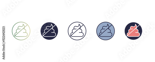 no pooping gradient, line, filled, colored icon. editable vector from traffic signs concept. four different style no pooping icon isolated on white background