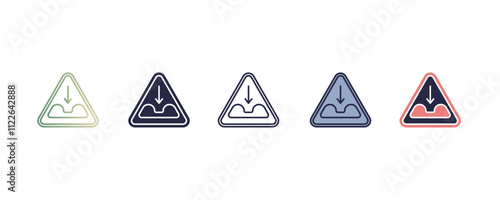 pothole gradient, line, filled, colored icon. editable vector from traffic signs concept. four different style pothole icon isolated on white background