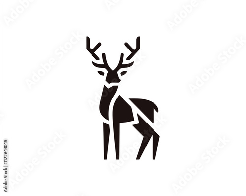 Deer logo design vector template. Deer icon symbol vector illustration. Deer silhouette logo black and white.