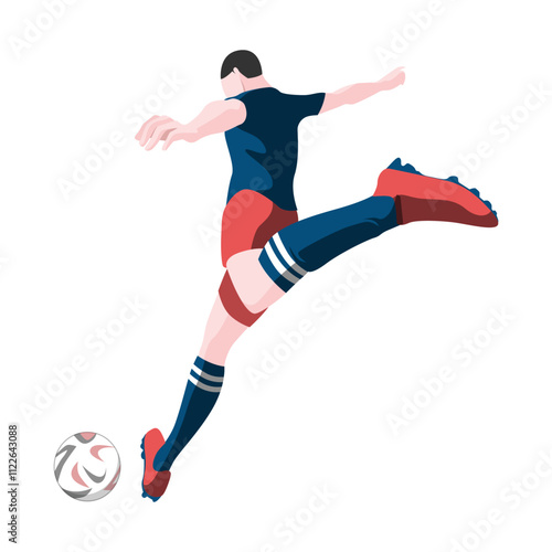 Athlete Powerfully Kicking Soccer Ball on Field