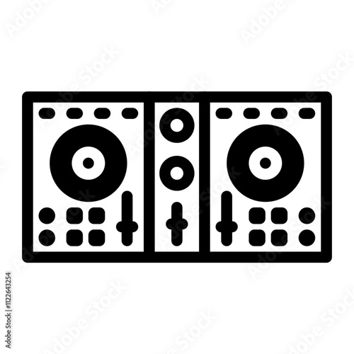 DJ Equipment Icon Icon in Glyph Style. Black Fill 