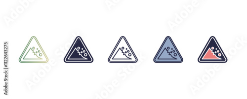 falling rocks sign gradient, line, filled, colored icon. editable vector from traffic signs concept. four different style falling rocks sign icon isolated on white background