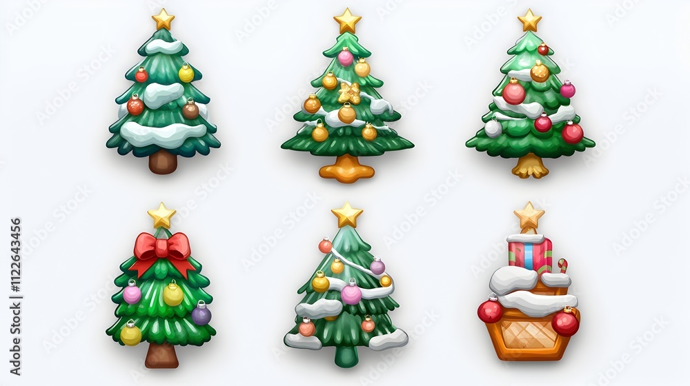 Christmas Tree Icons: Festive Set Christmas Tree Icons: Festive Set
