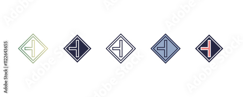 side road sign gradient, line, filled, colored icon. editable vector from traffic signs concept. four different style side road sign icon isolated on white background