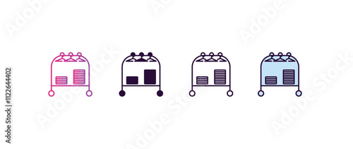 clothes rack gradient, line, filled, colored icon. editable vector from tools concept. four different style clothes rack icon isolated on white background