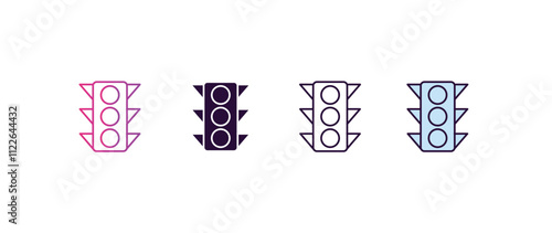 semaphore lights gradient, line, filled, colored icon. editable vector from tools concept. four different style semaphore lights icon isolated on white background
