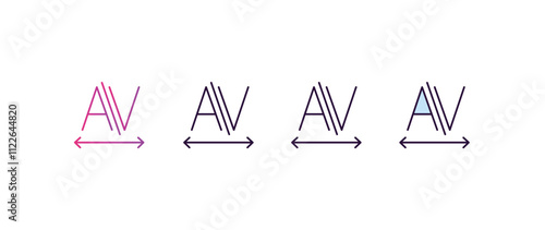 kerning gradient, line, filled, colored icon. editable vector from technology concept. four different style kerning icon isolated on white background