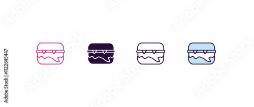 complete hamburger gradient, line, filled, colored icon. editable vector from restaurant concept. four different style complete hamburger icon isolated on white background