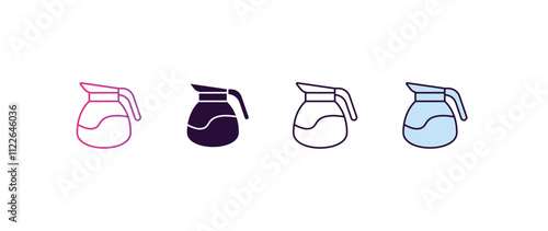 coffe pot gradient, line, filled, colored icon. editable vector from restaurant concept. four different style coffe pot icon isolated on white background