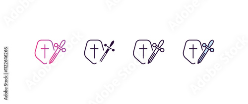 crusade gradient, line, filled, colored icon. editable vector from religion concept. four different style crusade icon isolated on white background