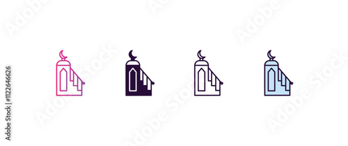 minbar gradient, line, filled, colored icon. editable vector from religion concept. four different style minbar icon isolated on white background