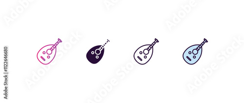 oud gradient, line, filled, colored icon. editable vector from religion concept. four different style oud icon isolated on white background