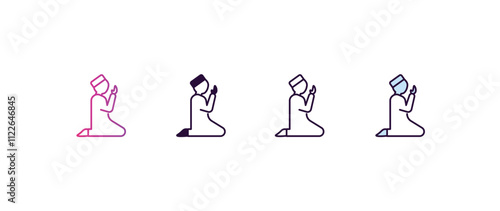 salah gradient, line, filled, colored icon. editable vector from religion concept. four different style salah icon isolated on white background