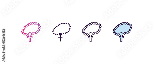 raya rosary gradient, line, filled, colored icon. editable vector from religion concept. four different style raya rosary icon isolated on white background