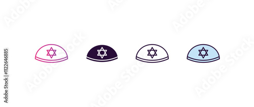 yarmulke gradient, line, filled, colored icon. editable vector from religion concept. four different style yarmulke icon isolated on white background photo