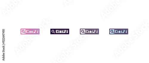 http gradient, line, filled, colored icon. editable vector from programming concept. four different style http icon isolated on white background