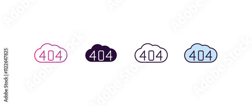 404 error gradient, line, filled, colored icon. editable vector from programming concept. four different style 404 error icon isolated on white background