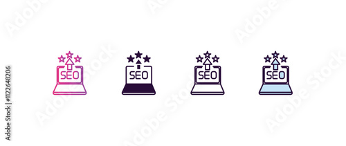 seo reputation gradient, line, filled, colored icon. editable vector from programming concept. four different style seo reputation icon isolated on white background