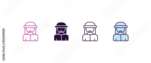 bedouin gradient, line, filled, colored icon. editable vector from people concept. four different style bedouin icon isolated on white background
