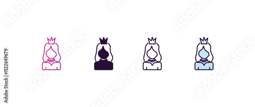 princes gradient, line, filled, colored icon. editable vector from people concept. four different style princes icon isolated on white background