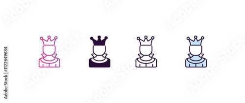 empress gradient, line, filled, colored icon. editable vector from people concept. four different style empress icon isolated on white background