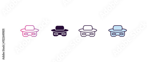 zorro gradient, line, filled, colored icon. editable vector from people concept. four different style zorro icon isolated on white background