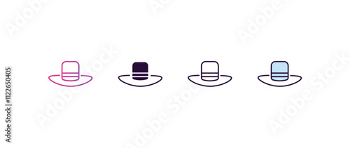 cylinder hat gradient, line, filled, colored icon. editable vector from fashion concept. four different style cylinder hat icon isolated on white background