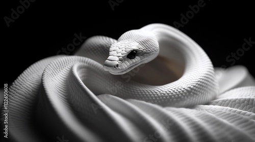 Serene Albino Python: A Monochromatic Masterpiece photo