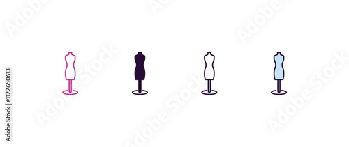 dressmaker gradient, line, filled, colored icon. editable vector from fashion concept. four different style dressmaker icon isolated on white background