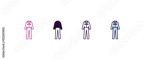 working coverall gradient, line, filled, colored icon. editable vector from fashion concept. four different style working coverall icon isolated on white background