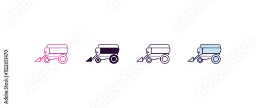 harvester gradient, line, filled, colored icon. editable vector from farming and gardening concept. four different style harvester icon isolated on white background
