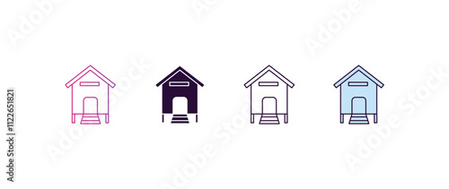 chicken coop gradient, line, filled, colored icon. editable vector from farming and gardening concept. four different style chicken coop icon isolated on white background