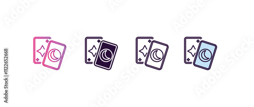 magic cards gradient, line, filled, colored icon. editable vector from entertainment concept. four different style magic cards icon isolated on white background