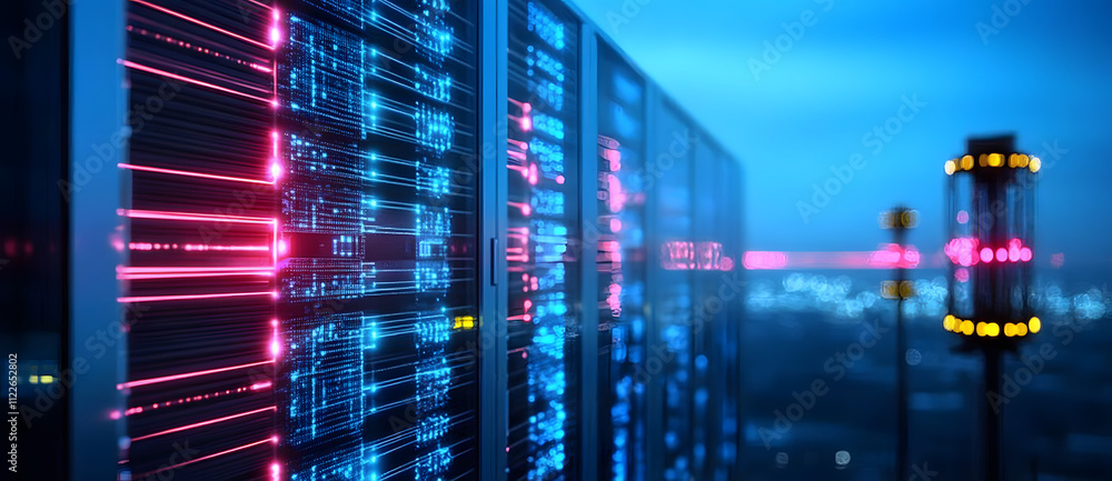 Fototapeta premium Networks and infrastructures interconnected to deliver a wide range of digital services