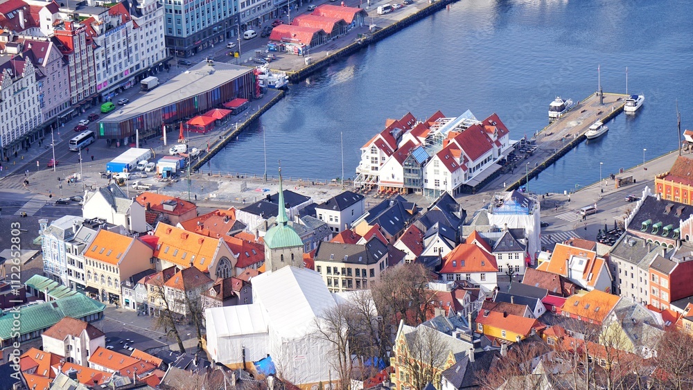 Beautiful port in Bergen city at Norway, Europe.