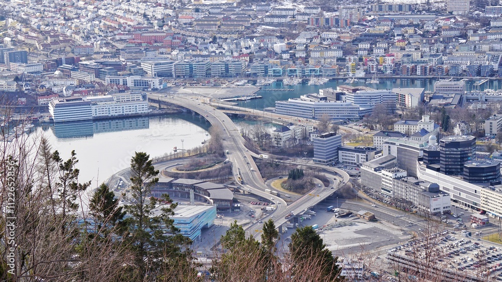 Beautiful bridge in downtown of Bergen city at Norway.