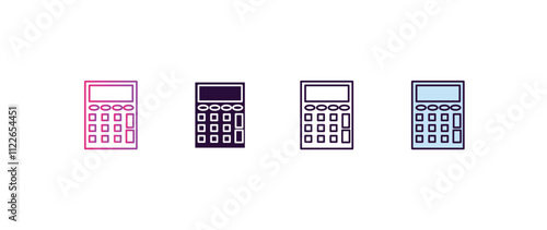 small calculator gradient, line, filled, colored icon. editable vector from education concept. four different style small calculator icon isolated on white background
