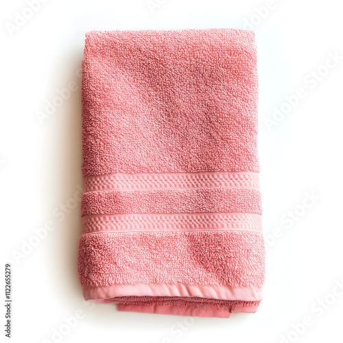 Pink towel on a white background 