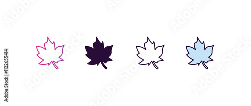 mapple leaf gradient, line, filled, colored icon. editable vector from ecology concept. four different style mapple leaf icon isolated on white background